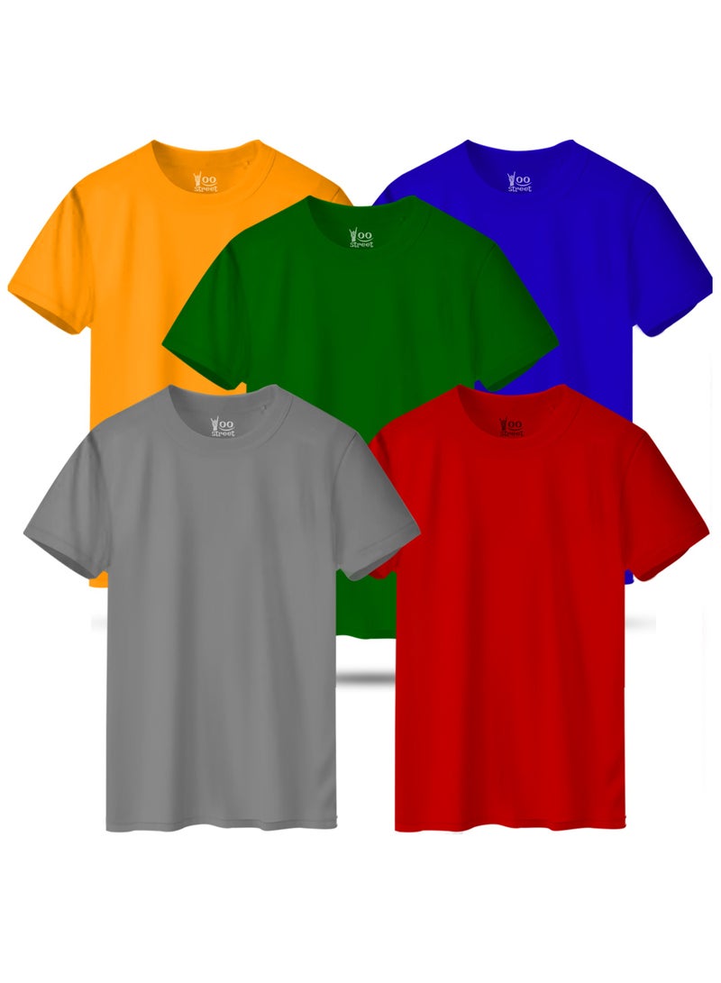 Bundle of 5 Classic T-Shirts - GRAY RED GREEN YELLOW BLUE