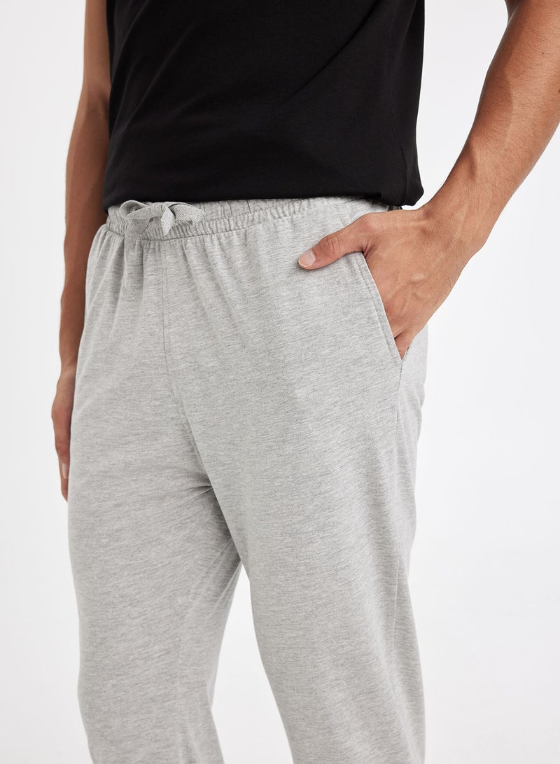 Regular Fit Drawstring Straight Leg Pajama Bottoms With Pockets