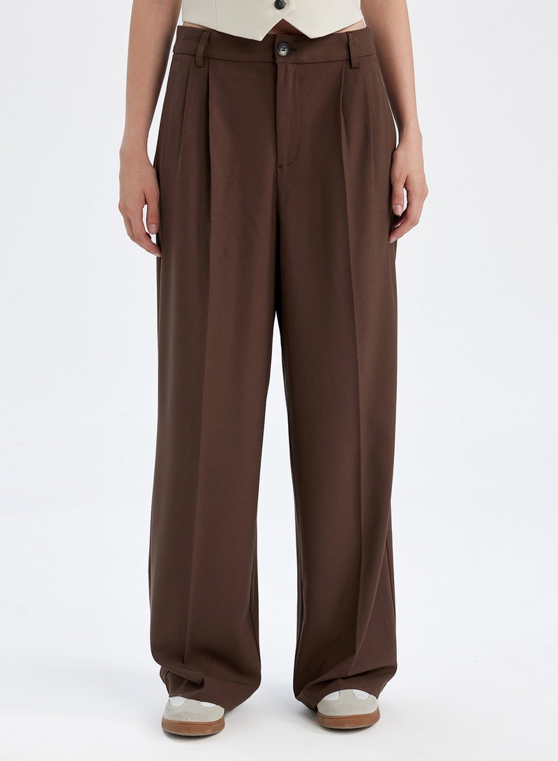 Wide Leg High Waist Welt Pocket Plain Classic Pants