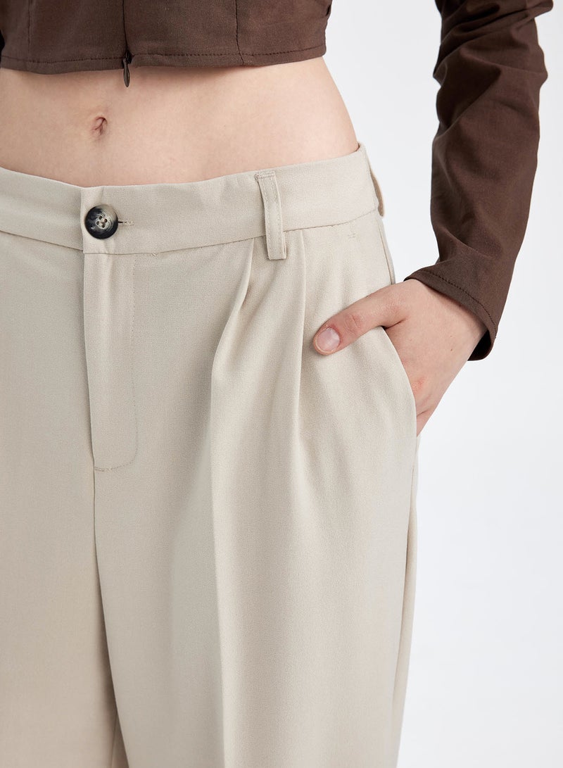 Wide Leg High Waist Welt Pocket Plain Classic Pants