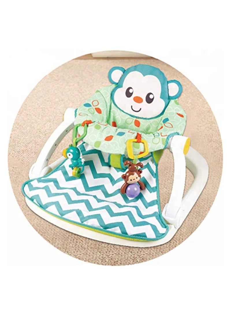 Portable Adjustable Monkey Themed Sit-me-up Floor Seat,Baby Chair Activity  Booster Seat for 6+ Months