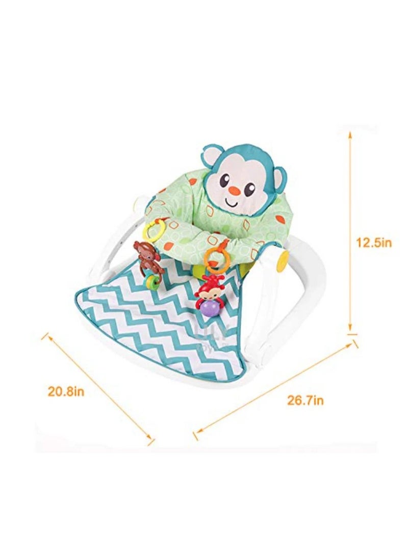 Portable Adjustable Monkey Themed Sit-me-up Floor Seat,Baby Chair Activity  Booster Seat for 6+ Months