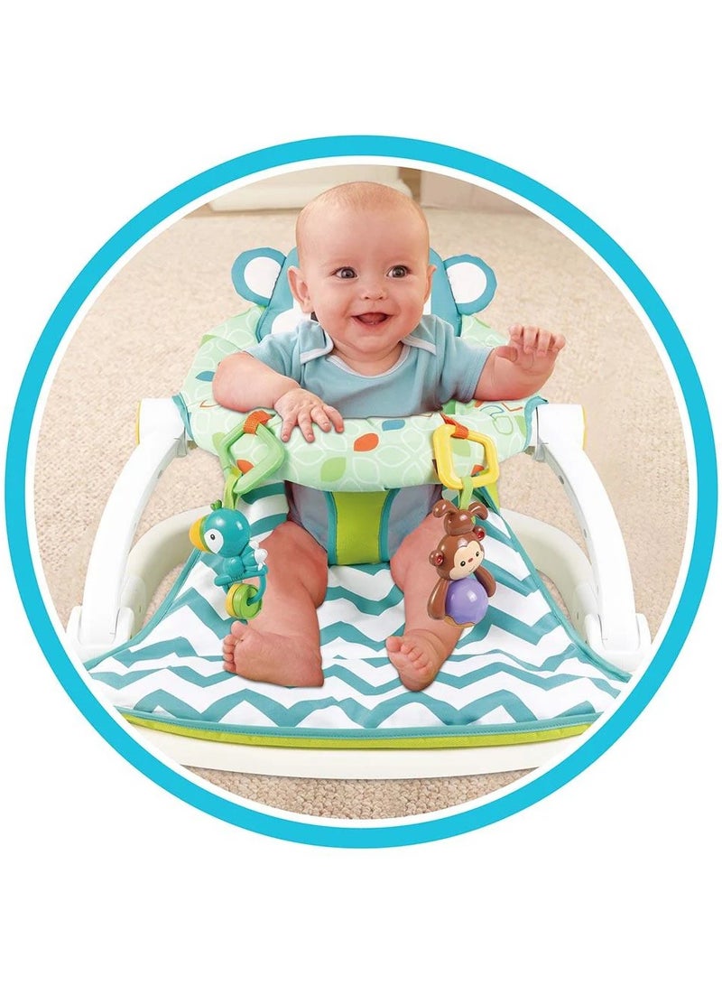 Portable Adjustable Monkey Themed Sit-me-up Floor Seat,Baby Chair Activity  Booster Seat for 6+ Months