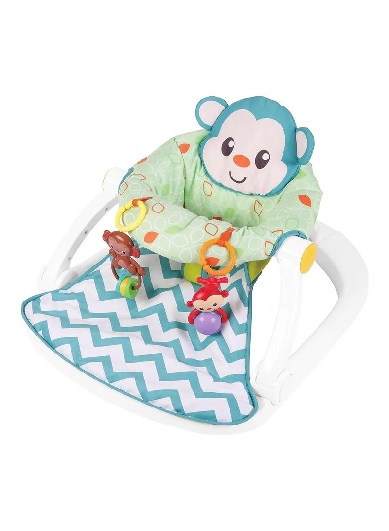 Portable Adjustable Monkey Themed Sit-me-up Floor Seat,Baby Chair Activity  Booster Seat for 6+ Months