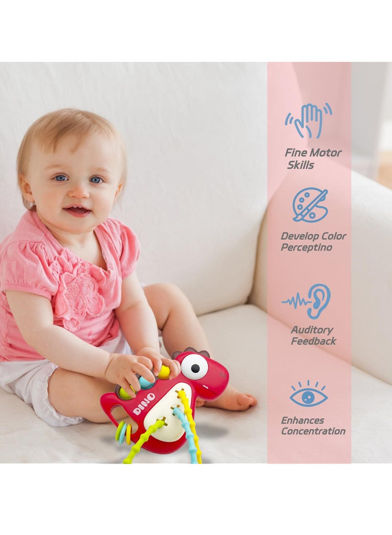 Montessori Toy for Baby 18+ Months, Cute Dragon Design Baby Sensory Teething Toys with Rattles for Toddlers Boy Girl Birthday Gifts