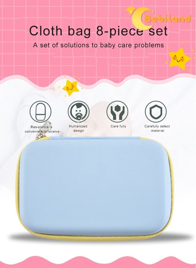 8-Piece Baby Care Kit with Thermometer, Nasal Aspirator, Toothbrush, Emery Board, Nail Clipper, Scissor, Brush and Comb, Portable Essential Daily Care Bathing Tool for Toddler Infant, Yellow