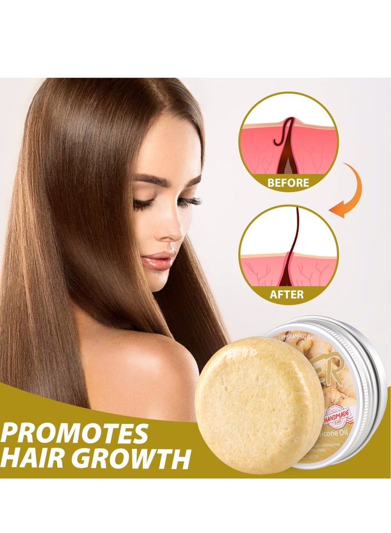 Ginger Infused Hair Regrowth Shampoo Bar - 2 Pack, Natural Anti-Dandruff & Hair Loss Treatment, Boosts Hair Growth for All Hair Types