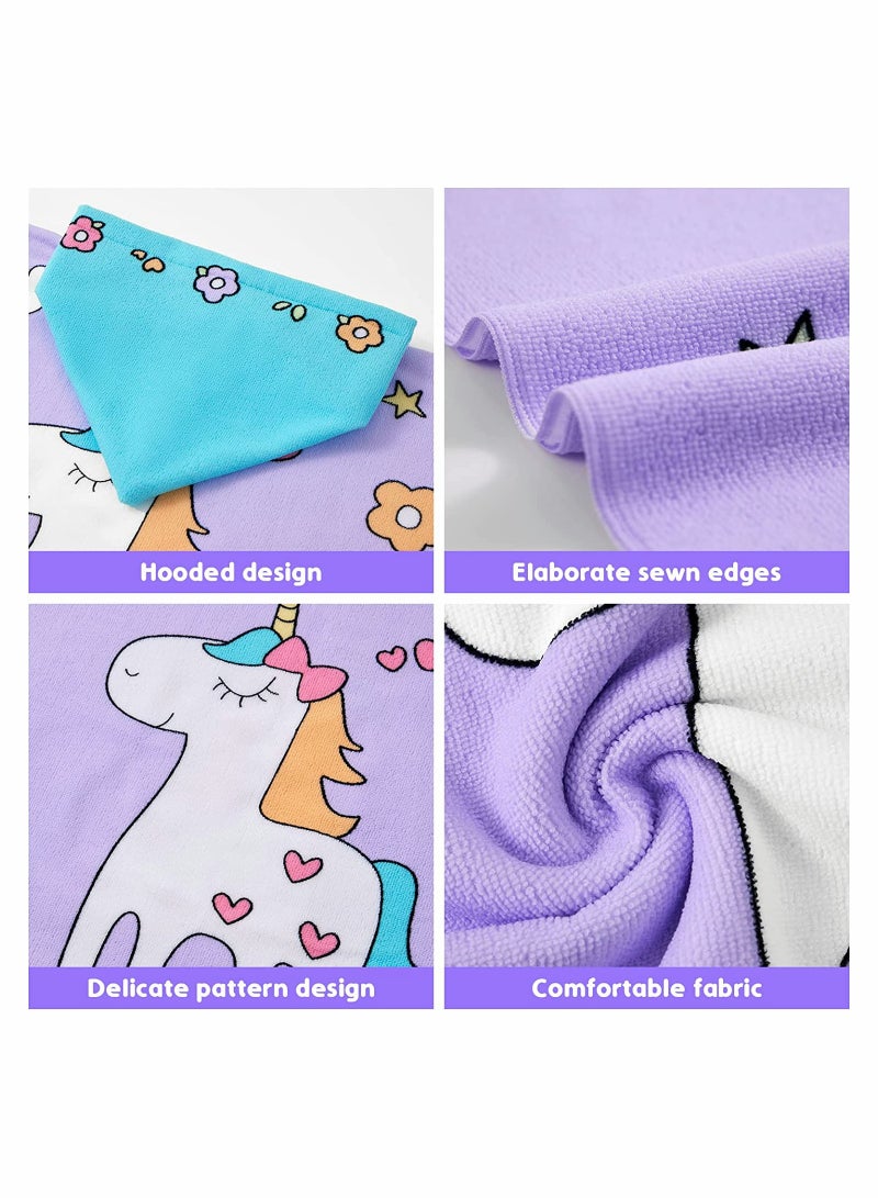 Soft Hooded Baby Bath Towel Unicorn Design for Kids 3-7 Years Perfect for Beach Pool and Bath Time