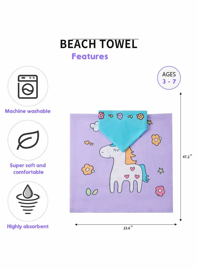 Soft Hooded Baby Bath Towel Unicorn Design for Kids 3-7 Years Perfect for Beach Pool and Bath Time