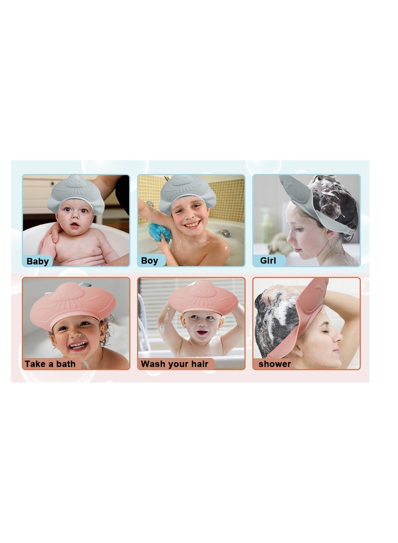 Baby Kids Shower Cap 2 Pack Adjustable Elastic Bath Visor Safe for Infants Toddlers Over 6 Months Waterproof Showering Hat