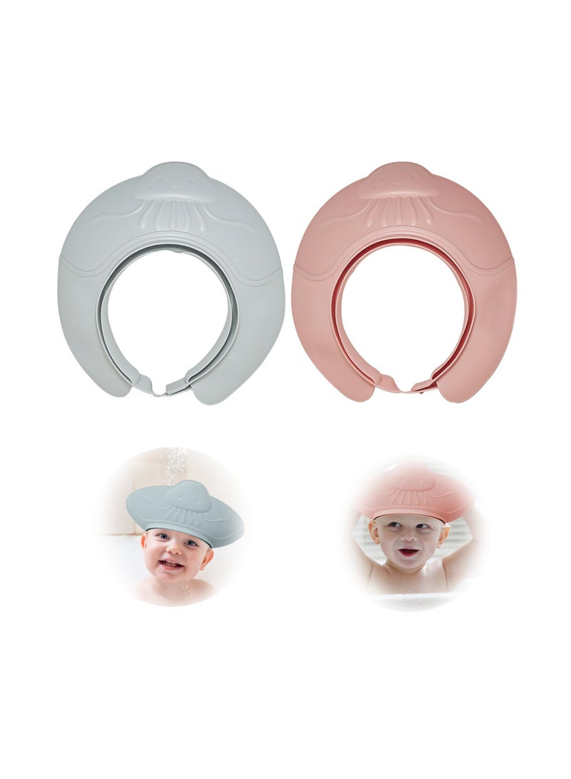 Baby Kids Shower Cap 2 Pack Adjustable Elastic Bath Visor Safe for Infants Toddlers Over 6 Months Waterproof Showering Hat