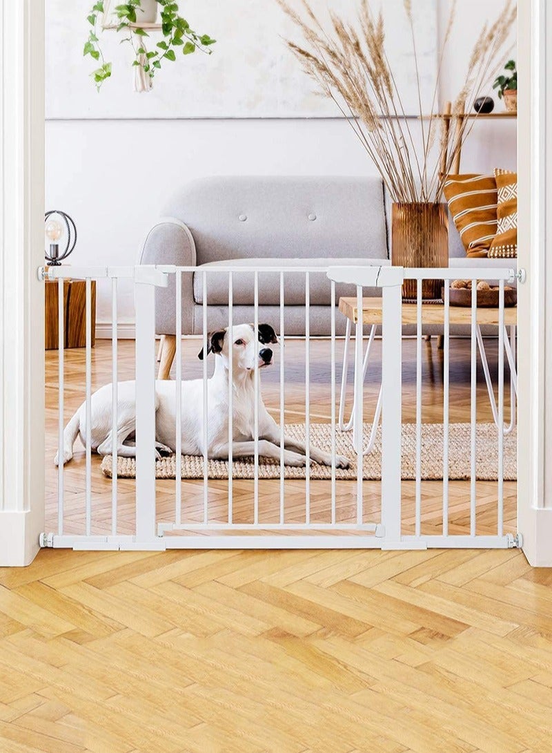 Auto Close Safety Baby Gate, Extra Wide Child Gate, Maximum Suitable For 143 cm, Including 10cm, 20cm, 30cm Extension Rack, Easy Walk Thru Durability Dog Gate for Stairs, Doorways