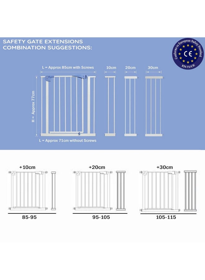 Tot Tamer Pure Metal Baby Safety Gate With One Year Manufacturer Warranty, (75-85 Cm) Adjustable, 2 Way Auto Close, Barrier For Stairs, Door And Hallways, Barrier Fence-Blue