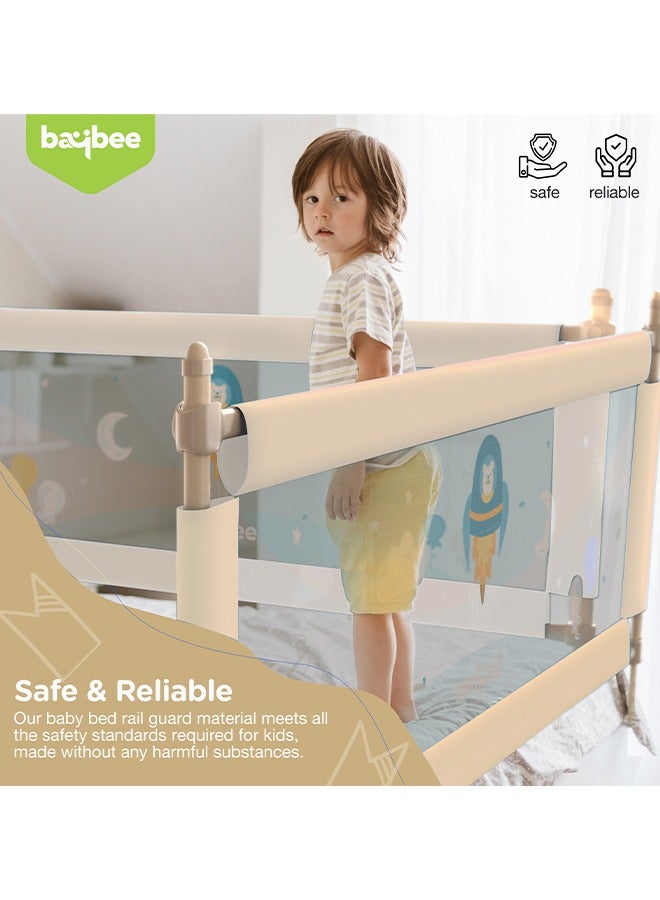 Baybee Bed Rail Guard Barrier for Baby Portable Safety Foldable Adjustable Height Falling Protector Fence Bedrail Single Side for Toddler 150 x 63cm (Pack of 2) Beige