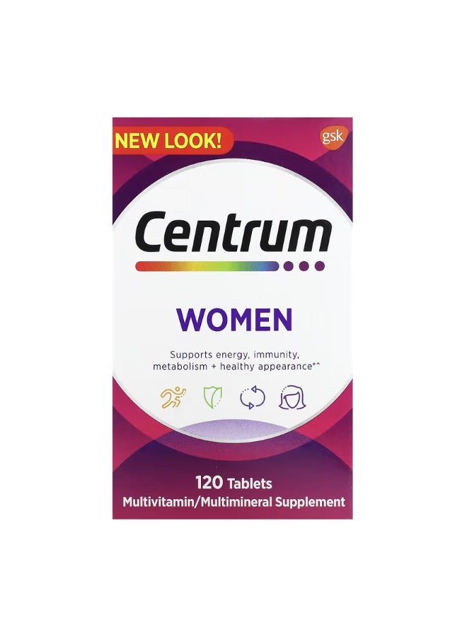 Women Multivitamin/Multimineral Supplement – 120 Tablets – Energy Support & Healthy Appearance