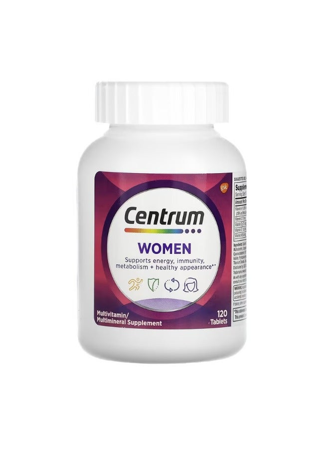 Women Multivitamin/Multimineral Supplement – 120 Tablets – Energy Support & Healthy Appearance