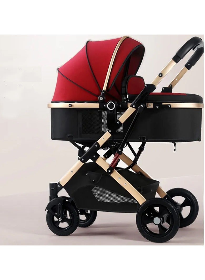 Lightweight Stroller with Extended Canopy Sit and Lay Lightweight Folding Two-Way Shock Absorption and Locking System for Newborn To 3 Years