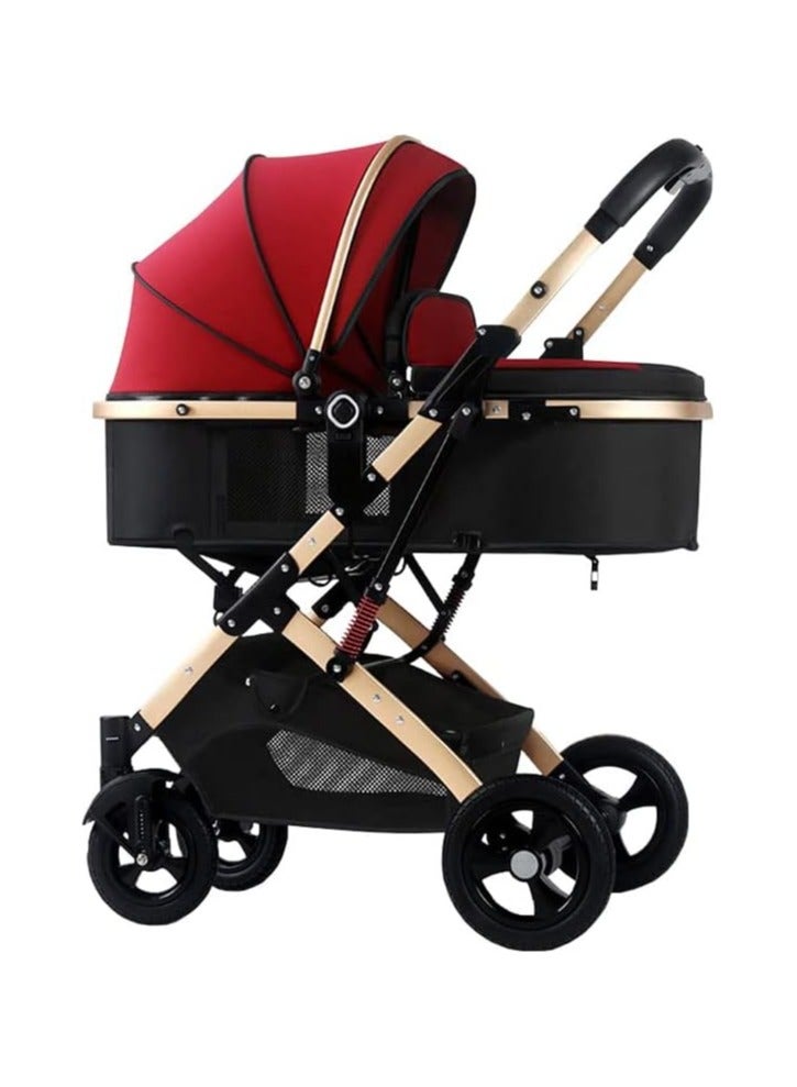 Lightweight sit-and-play lie down baby folding two-way high landscape shock absorption four-season-wheel