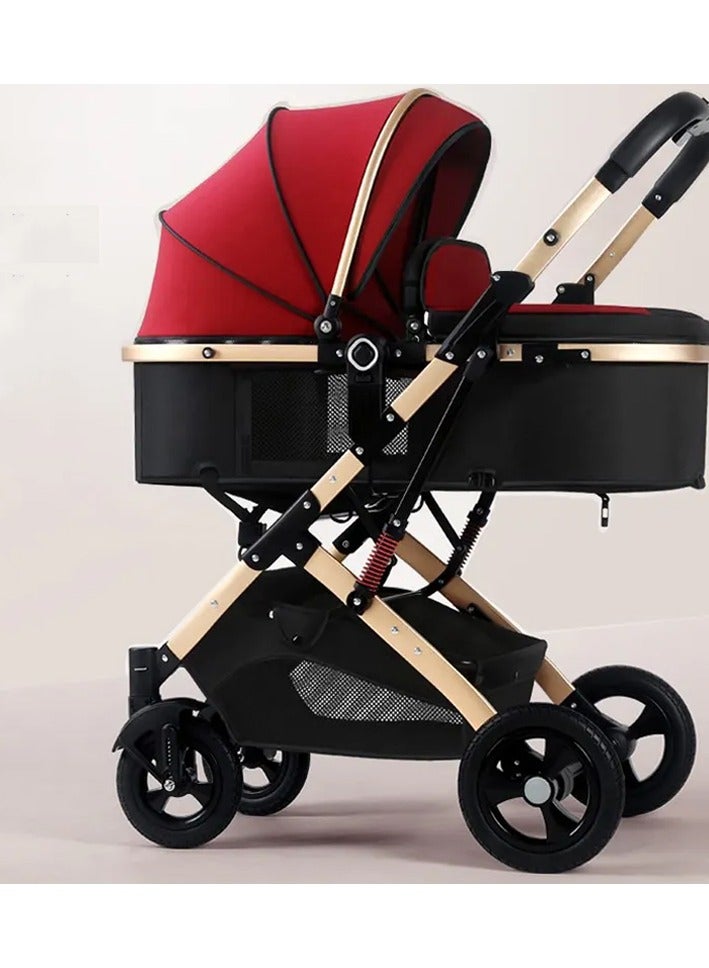 Lightweight sit-and-play lie down baby folding two-way high landscape shock absorption four-season-wheel