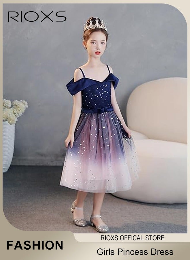 Girls Pincess Dress Off-Shoulder Princess Costumes For Girls Elegant Formal Dress For Theme Parties Comfortable To Wear Closure Zipper On The Back