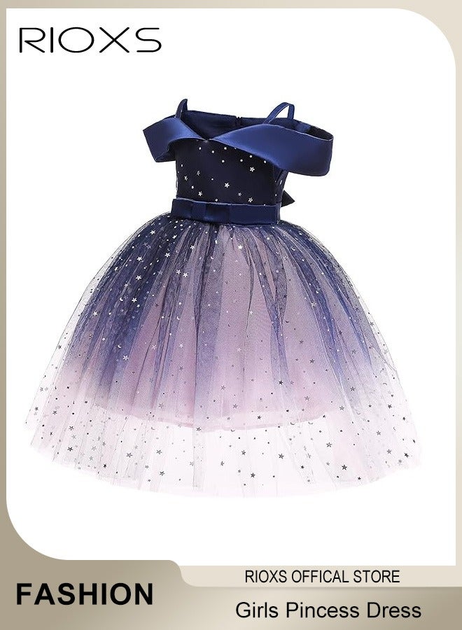 Girls Pincess Dress Off-Shoulder Princess Costumes For Girls Elegant Formal Dress For Theme Parties Comfortable To Wear Closure Zipper On The Back