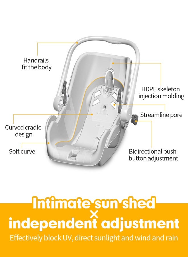 Baby Car Seat With Full Body Support Cushion Baby Carrier Cot with Adjustable Canopy