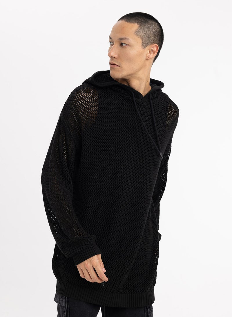 Regular Fit Hooded Knit Sweater