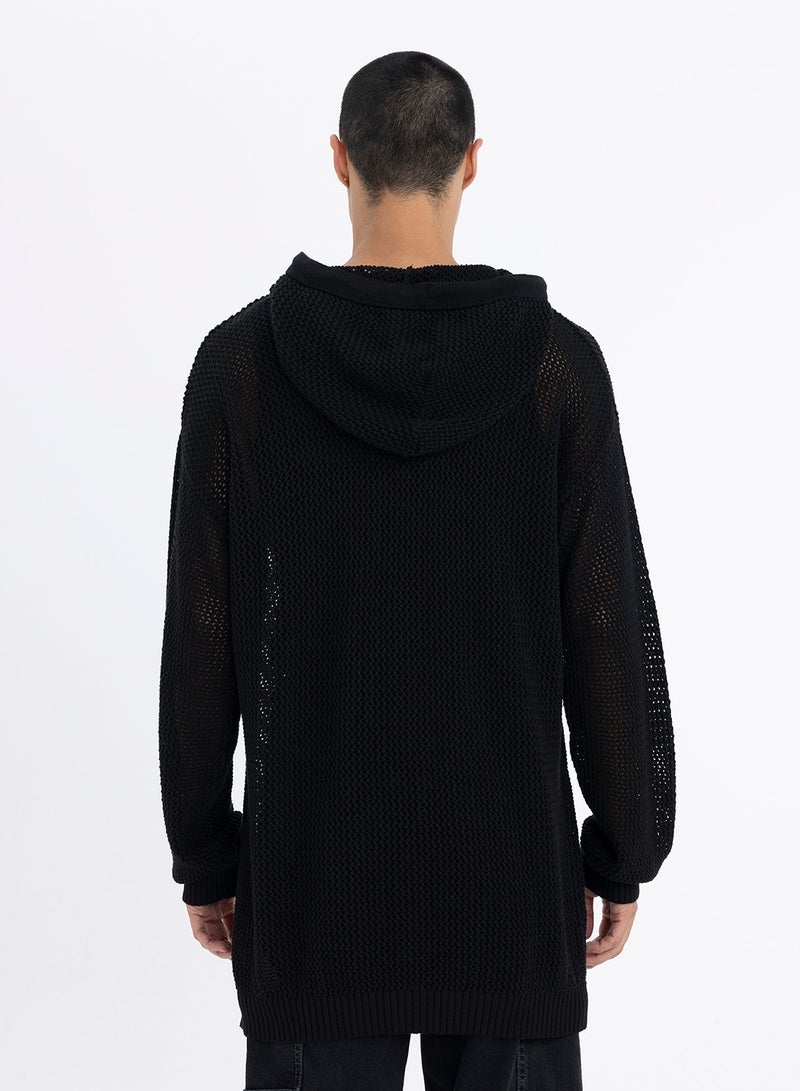 Regular Fit Hooded Knit Sweater