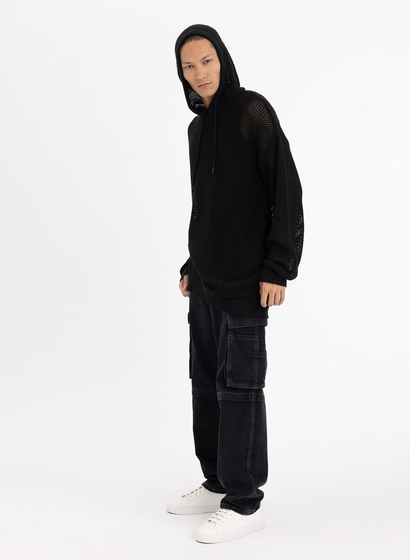 Regular Fit Hooded Knit Sweater