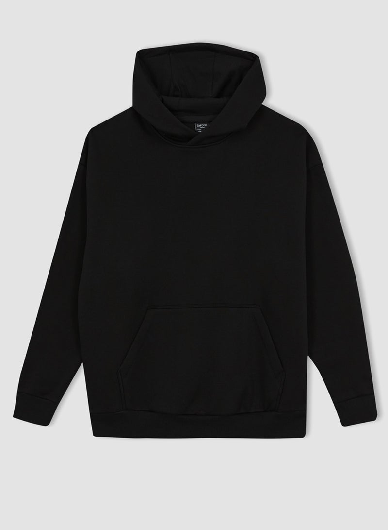 Oversized Fit Hooded Basic Sweatshirt