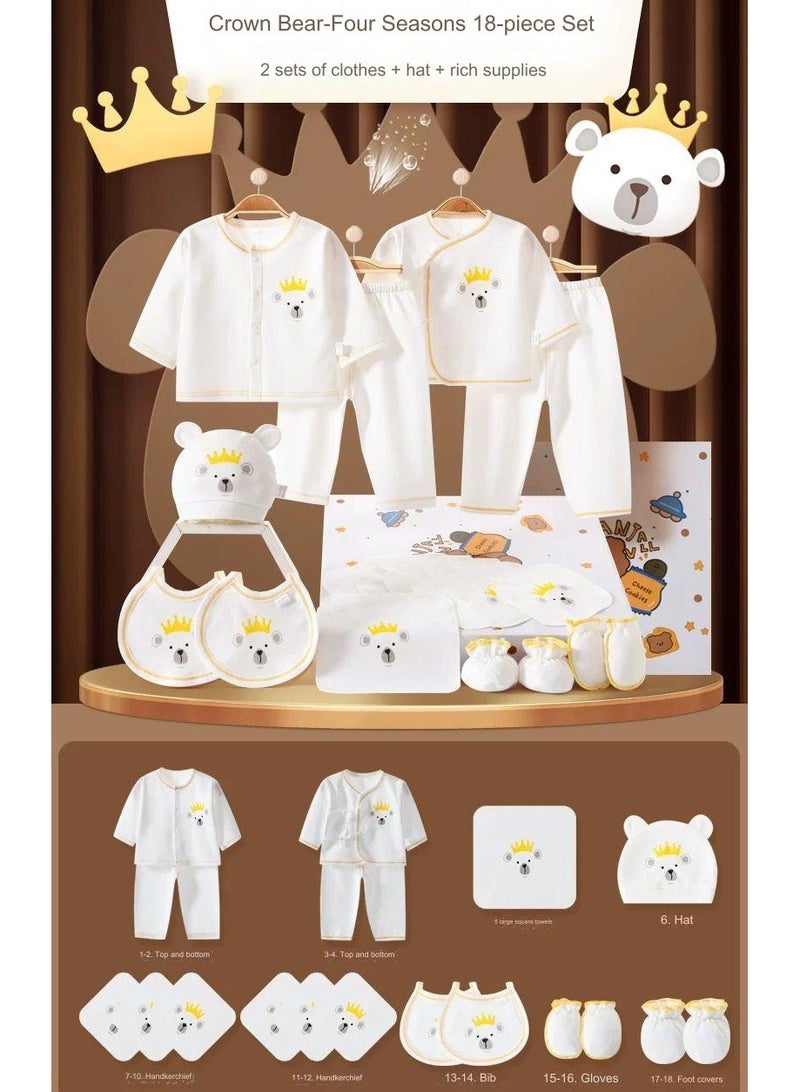 18-Piece Baby Gift Box - Newborn Clothing Set for Spring & Autumn - Adorable Baby Apparel & Essentials Gift Box - Perfect Newborn Wardrobe Collection