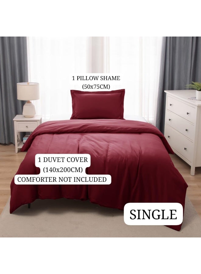 Bedding Duvet Cover Single Size Set- 1Pieces Duvet Cover 140X200Cm / 1Pieces-Pillow Sham 50X75Cm (Burgandy, Single)