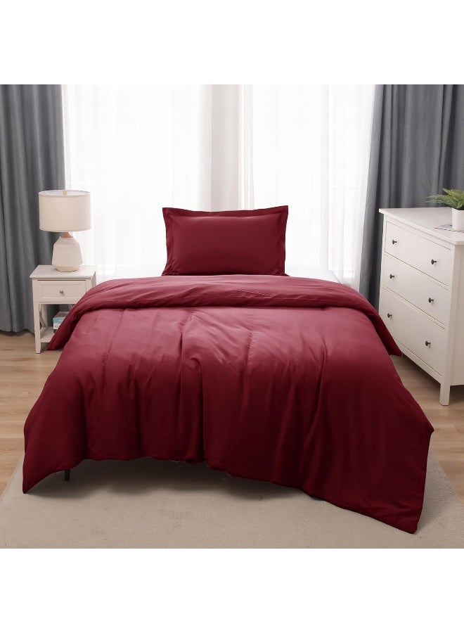 Bedding Duvet Cover Single Size Set- 1Pieces Duvet Cover 140X200Cm / 1Pieces-Pillow Sham 50X75Cm (Burgandy, Single)