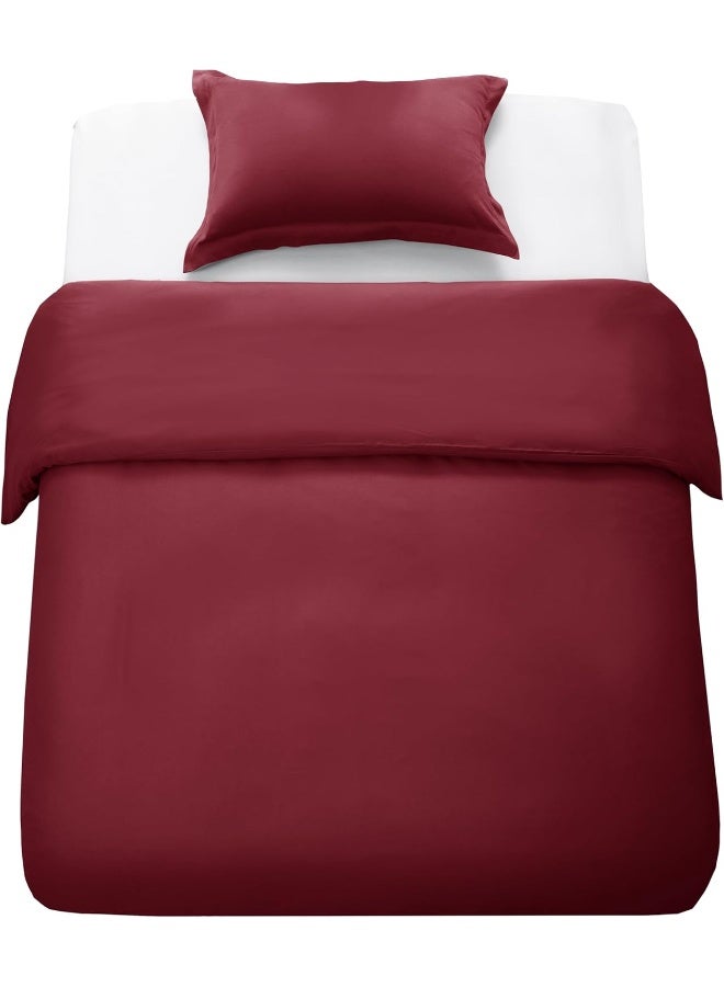 Bedding Duvet Cover Single Size Set- 1Pieces Duvet Cover 140X200Cm / 1Pieces-Pillow Sham 50X75Cm (Burgandy, Single)