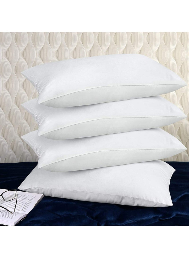 4 Pieces Hotel Pillow Cotton shell Double Edge Stitched Premium Gel Fiber 1600 gms Filling each 50x75 Soft Loft,White