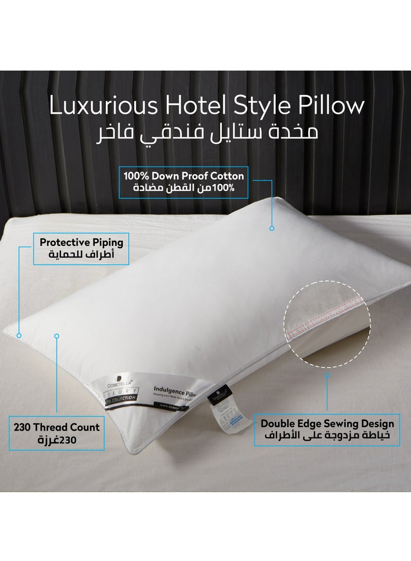 4 Pieces Hotel Pillow Cotton shell Double Edge Stitched Premium Gel Fiber 1600 gms Filling each 50x75 Soft Loft,White