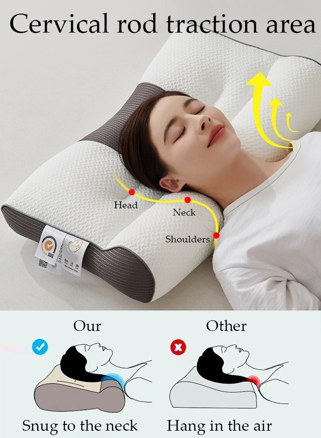 1PCS Comfort Ergonomic Pillow for Pain Relief Bed Pillow for Sleeping, Ergonomic Orthopedic Cervical for Neck and Shoulder Pain, Side Back Stomach Sleeper