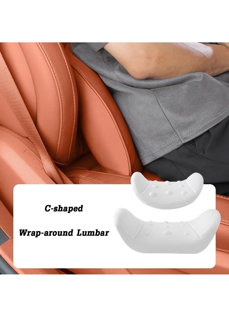 Emulsion Car Headrest Neck Pillow and Lumbar Support Back Cushion Kit, Erognomic Design Universal Fit Muscle Pain and Tension Relief for Car Seat