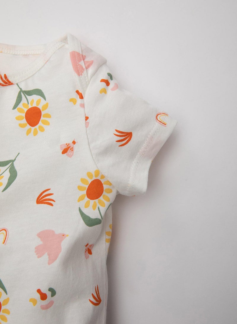 Newborn Floral Cotton Short Sleeve Romper