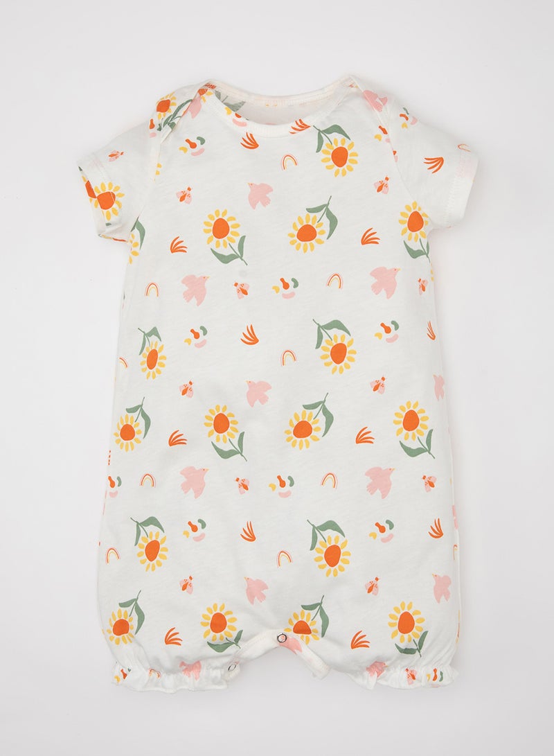 Newborn Floral Cotton Short Sleeve Romper