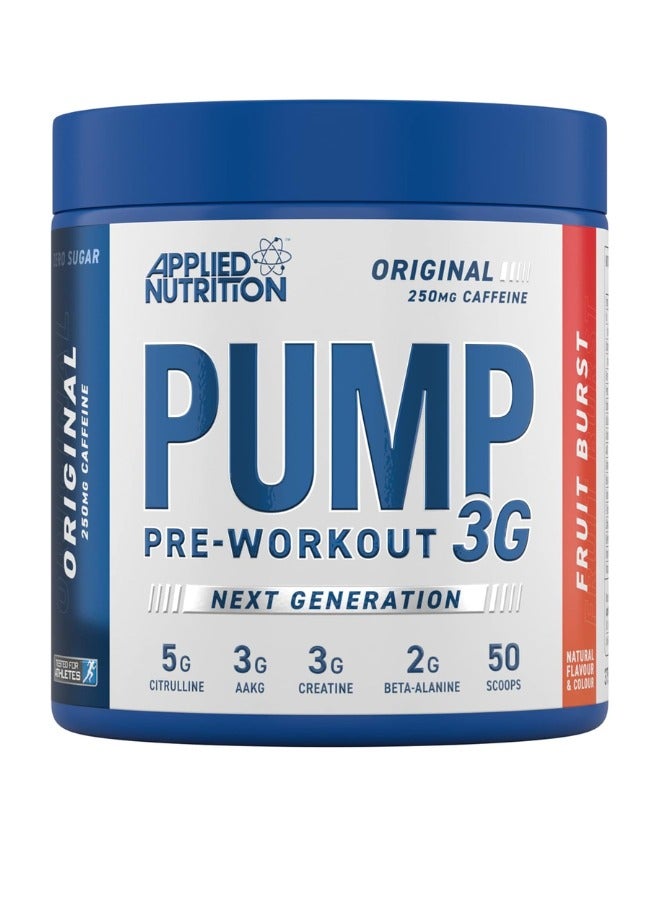 Pump Pre Workout 3G - Energy, Focus & Performance Fruit Brust Flavour 375Grams