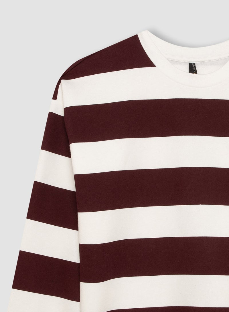 Relax Fit Striped Thick Casual Sweatshirt