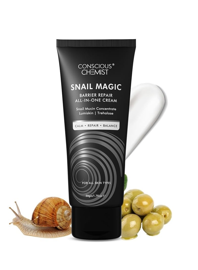 Conscious Chemist Snail Mucin Moisturizer | 50g | Face Cream for Men & Women, Skin Barrier Repair Moisturizer, Daily Gel Cream with Korean Snail Mucin Extract, All Skin Type - Snail Magic