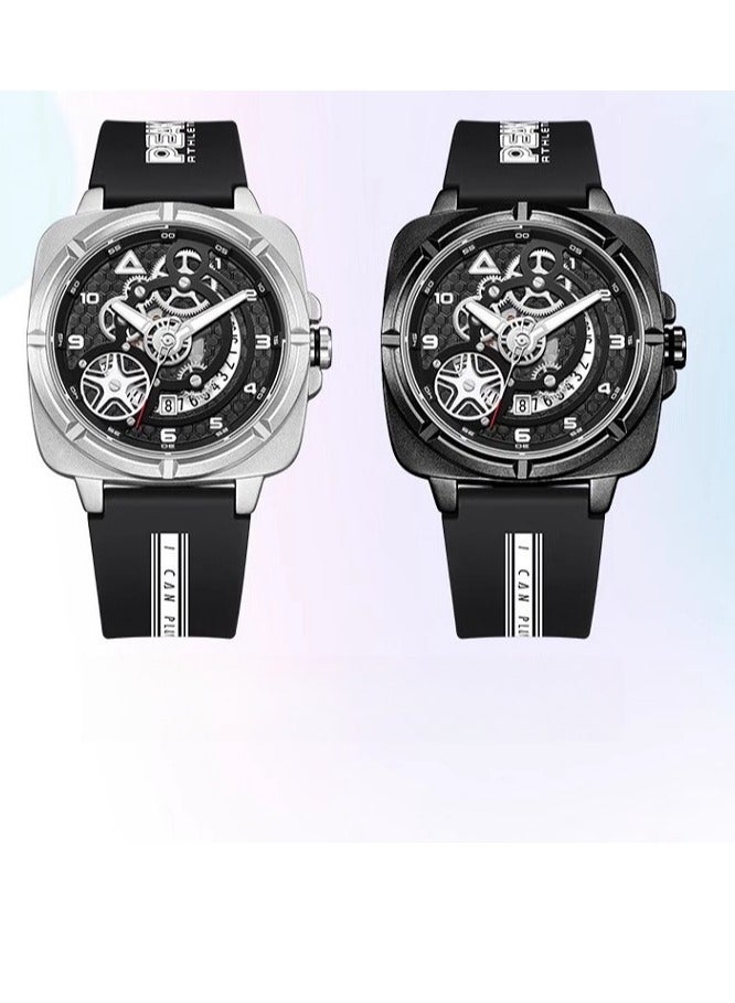 Men's Hollowed Out Mechanical Student Sports Waterproof Luminous Quartz Watch