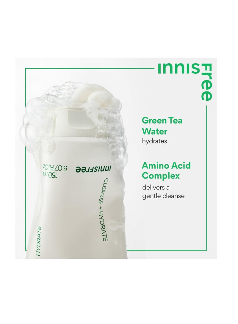 Green Tea Amino Acid Cleansing Foam, Sulfate Free, Korean Hydrating Face Cleanser with Gentle Foam 150 mlml