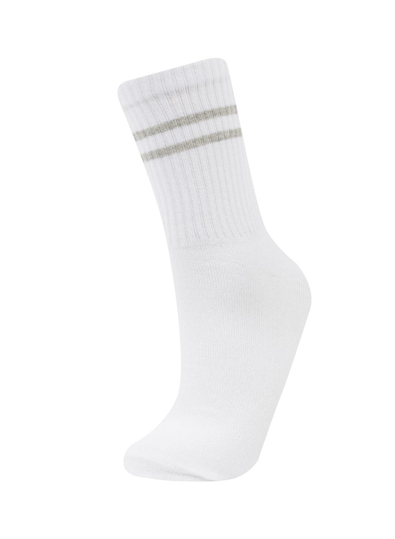 3-Pack Cotton Ring Patterned Long Socks