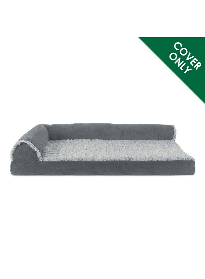 Replacement Dog Bed Cover TwoTone Faux Fur & Suede L Shaped Chaise, Machine Washable  Stone Gray, Jumbo (XLarge)