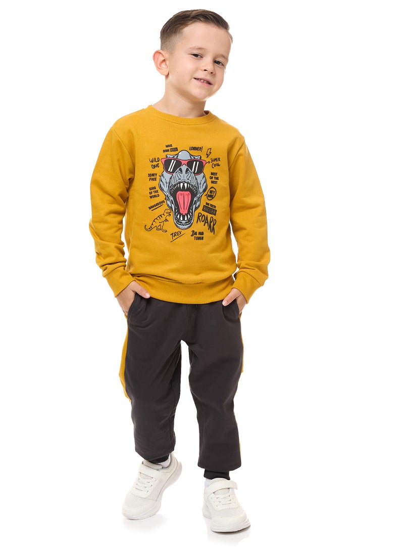 Boys' 2-Piece Sweatshirt and Jogger Set (2 -8 yrs)  Mustard -Dark Grey