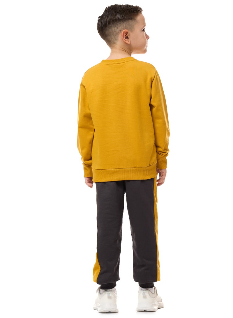 Boys' 2-Piece Sweatshirt and Jogger Set (2 -8 yrs)  Mustard -Dark Grey