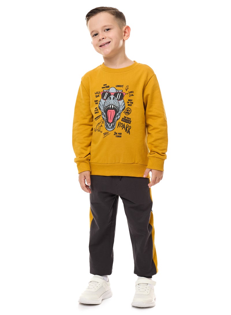 Boys' 2-Piece Sweatshirt and Jogger Set (2 -8 yrs)  Mustard -Dark Grey